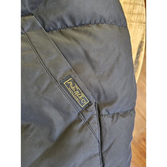 Vintage Polo Ralph Lauren Down Puffer Mens L Black Yellow Puffer Reversible - Picture 2 of 12